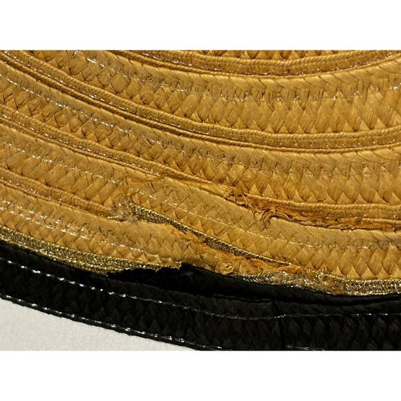 Steve Madden Woven Yarn Textured Striped Floppy Wide Brim Sun Hat OS travel Boho - Picture 5 of 6